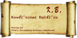 Kovásznai Balázs névjegykártya